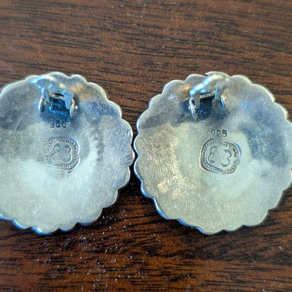 Vintage Taxco 925 Sterling Silver Clip-On Earrings – Signed Talleres de los Ball - Picture 6 of 10